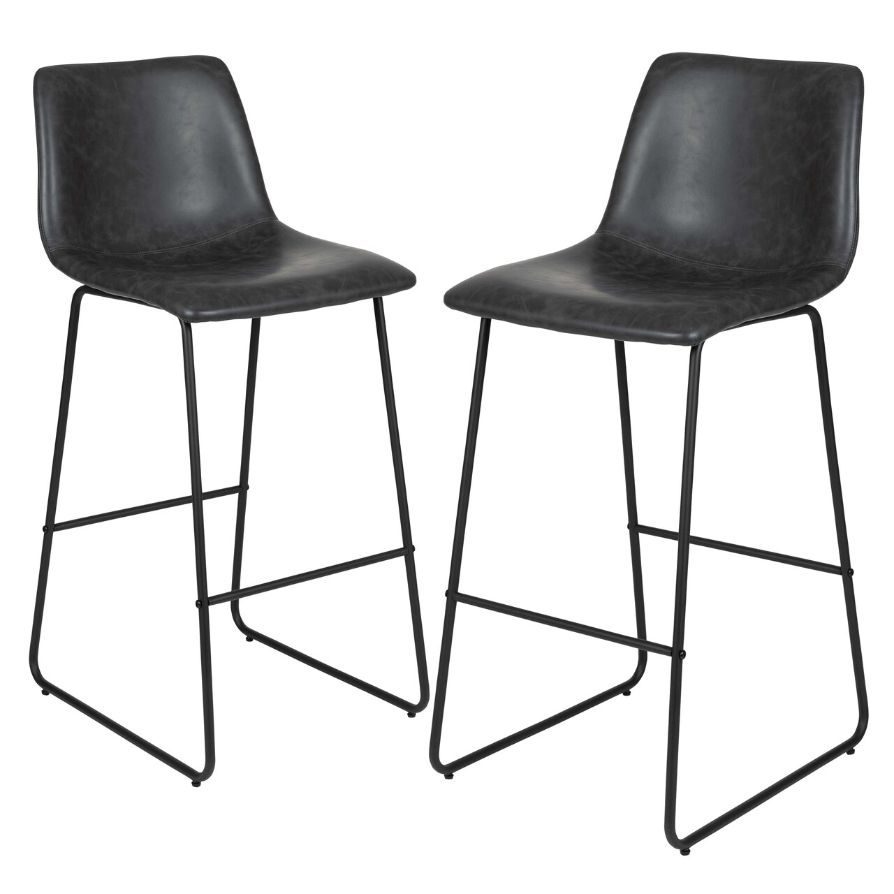 Merrick Lane 30 inch Faux Bar Height Bucket Seat Stools, Set of 2